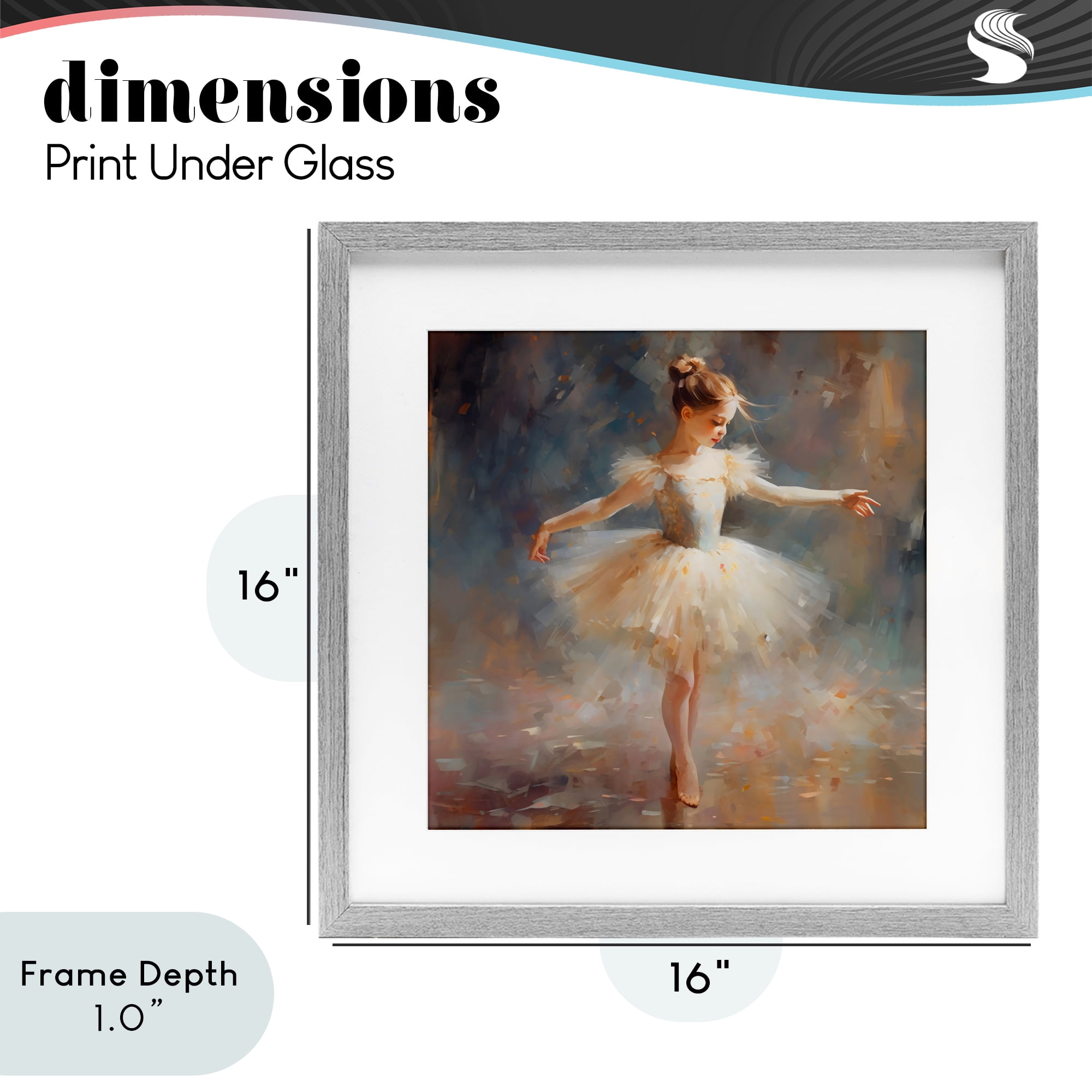 Stupell Industries Ballerina In White Tutu Gray Framed Print Under Glass, design by Creative Studio