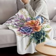 thumbnail image 3 of Spring Floral Succulents Blanket Soft Cozy Warm Throw Blanket for Couch, Plush Fuzzy Flannel Fleece Blankets for Sofa, Botanical Flowers Watercolor Bed Blankets Lightweight Gifts for Women, 30"x40", 3 of 9