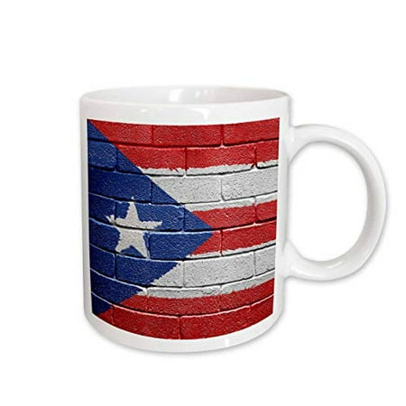 

3dRose National flag of Puerto Rico painted onto a brick wall Rican Ceramic Mug 15-ounce