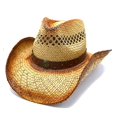thumbnail image 1 of Cowboy hat with brown strap and rivets - handmade hat, 1 of 2