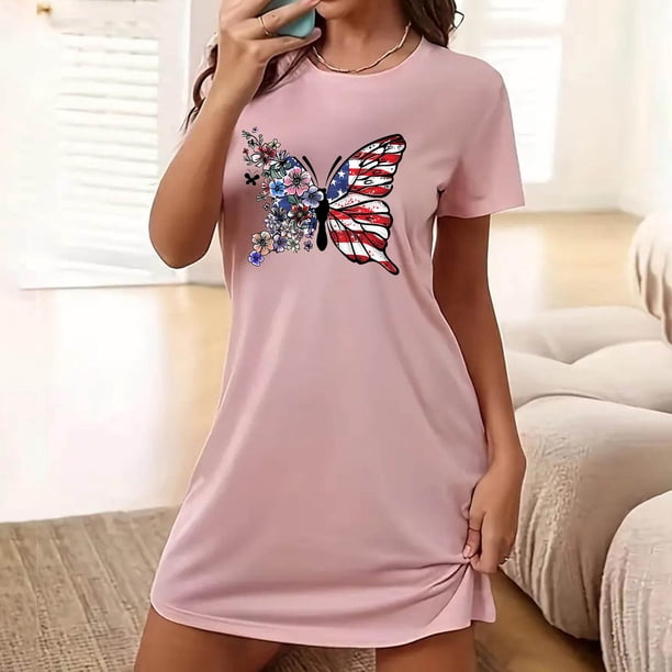 Camisón corto de talla grande para mujer, camisón de manga corta con estampado de pecho a la moda, camisón para mujer
