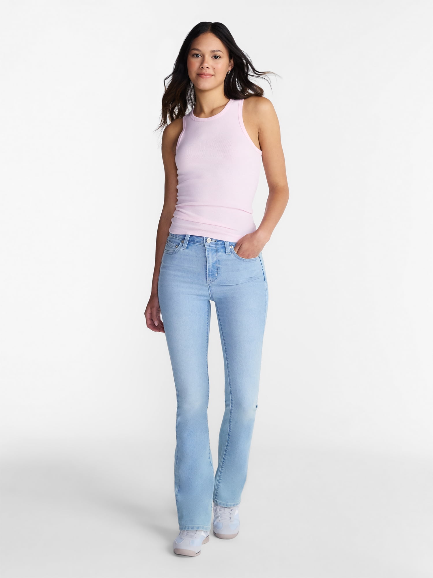 No Boundaries Ribbed High Neck Tank Top, Women's XXS-XXL