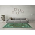 thumbnail image 3 of Ahgly Company Machine Washable Indoor Rectangle Persian Turquoise Blue Traditional Area Rugs, 5' x 7', 3 of 4