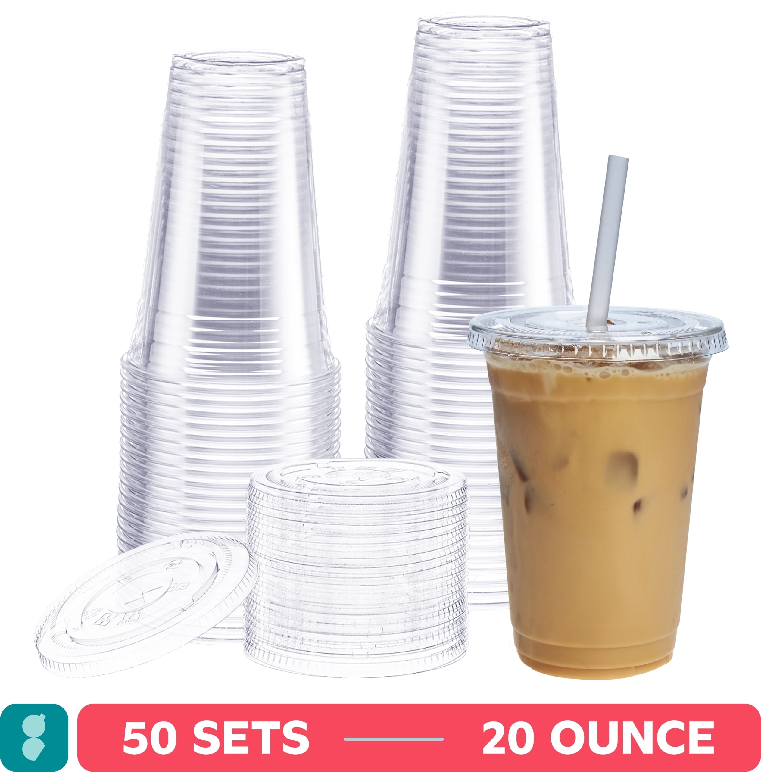 100 Pack - 16 oz.] Crystal Clear PET Plastic Cups - Walmart.com