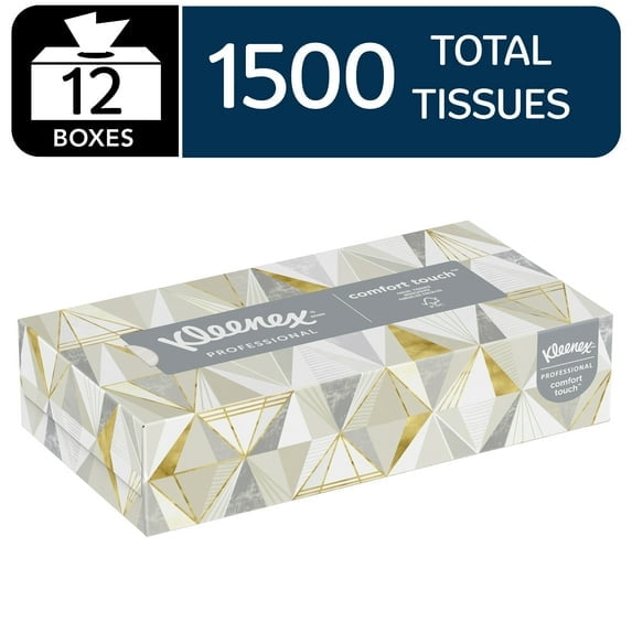 Kleenex Facial Tissue, Bulk (03076), 2-Ply, Soft & Strong, 12 Boxes of 125 Tissues, Compact Case