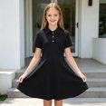 thumbnail image 2 of OJSFQUFP Girls Comfortable and Breathable Summer Dress Fashionable and Casual Solid Color Short Sleeved Dress, 2 of 6