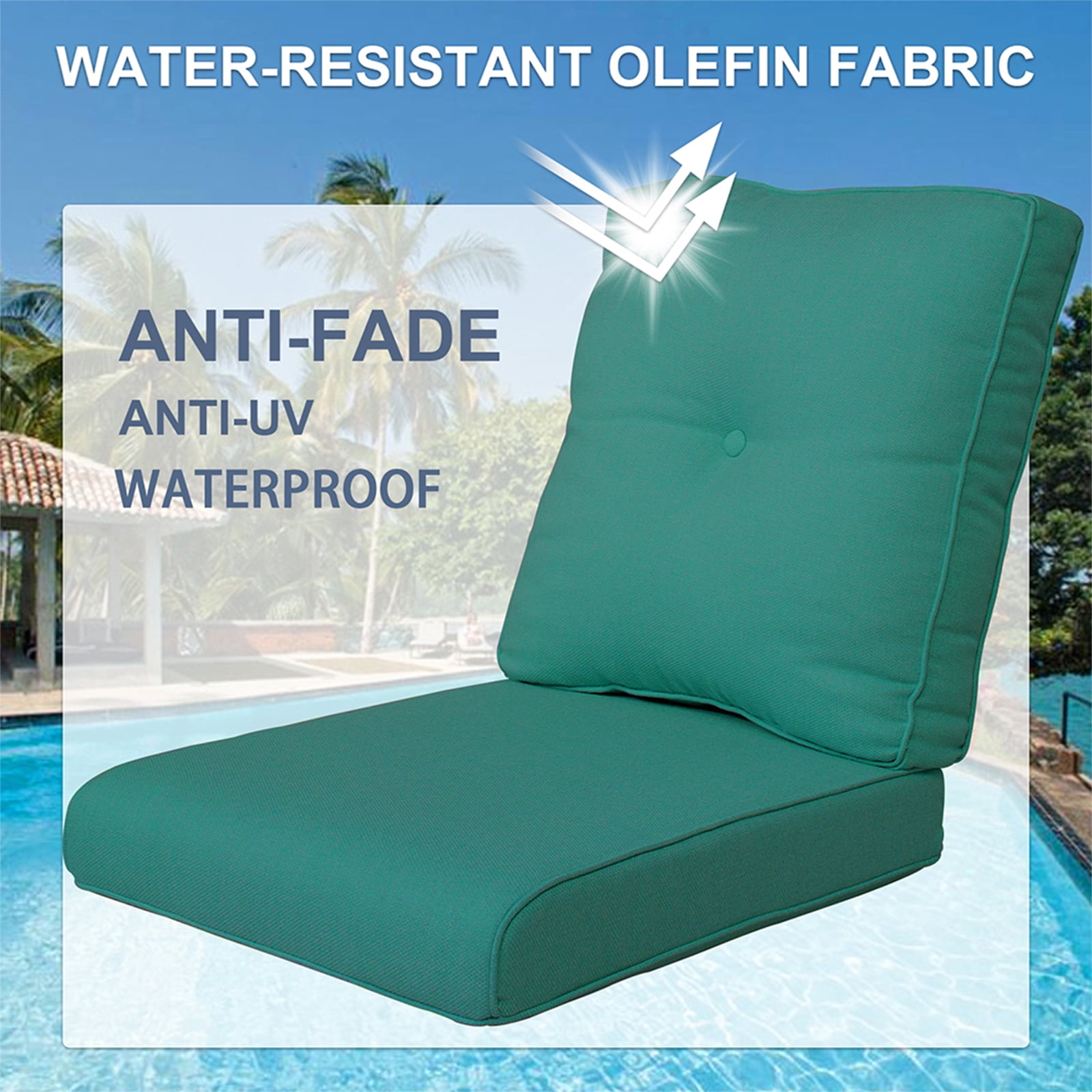 Giantfurnni Cushions for Outdoor Furniture Set 22 x 24,Patio Furniture Cushions Waterproof & Fade Resistant Deep Seat Cushion for Wicker Chair, Sofa, Couch
