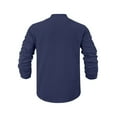 thumbnail image 5 of Jackets for Men Plus Size Button Down Stand-up Collar Round Neck Solid Color Long Sleeved Casual Blouses,Coats for Men Navy, 5 of 6