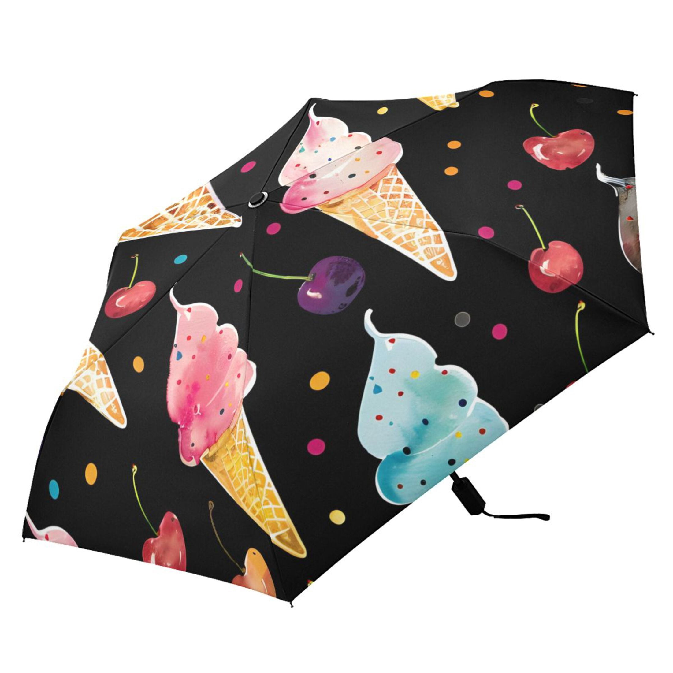 ALAZA Watercolor Ice Creams UPF 50+ Compact Folding Umbrella for Rain Travel Umbrella Packable