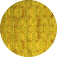 thumbnail image 1 of Ahgly Company Indoor Round Abstract Yellow Modern Area Rugs, 4' Round, 1 of 4