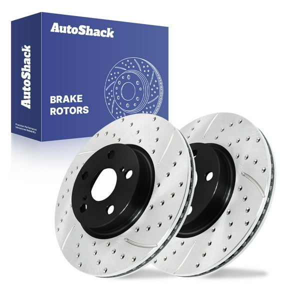 AutoShack Front Vented Drilled & Slotted E-Coated Brake Rotors 2-PC Set Replacement for 2009-2019 Toyota Corolla 2008-2014 Scion xD 2009-2014 Toyota Matrix ShadowGuard 10.83" (275 mm)