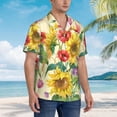 thumbnail image 3 of Fotbe Sunflower Cornflower Poppy Camisa Hawaiana para Hombre Unisex – Camisa Casual de Verano con Botones de Manga Corta de Algodón y Lino,3X-Large, 3 of 7
