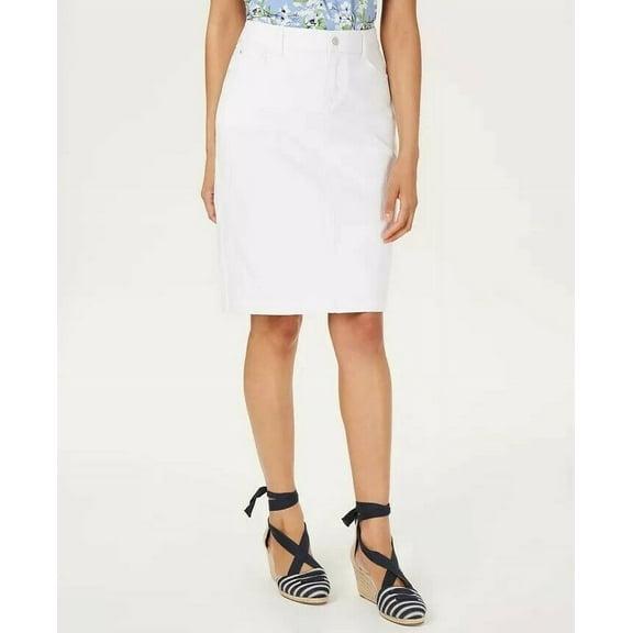 Charter Club Denim Tummy Control Skirt Bright White 18
