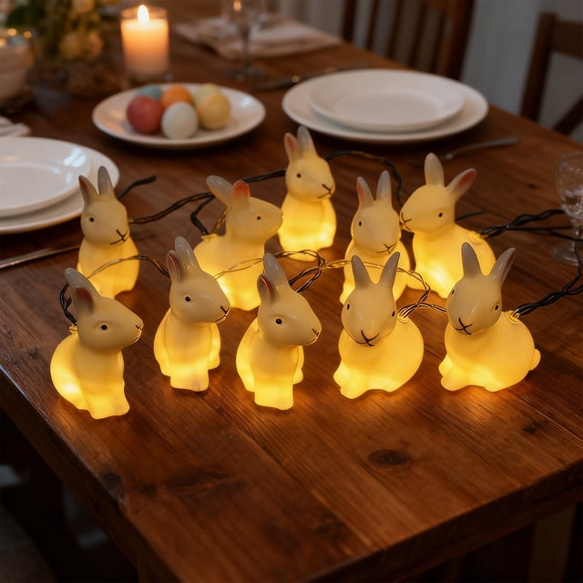 CaiYueKe Easter Bunny Egg String Lights LED Waterproof Fairy Lights for Indoor Outdoor Garden Patio Holiday Party Home Decor Garland Warm White Festive Decorations