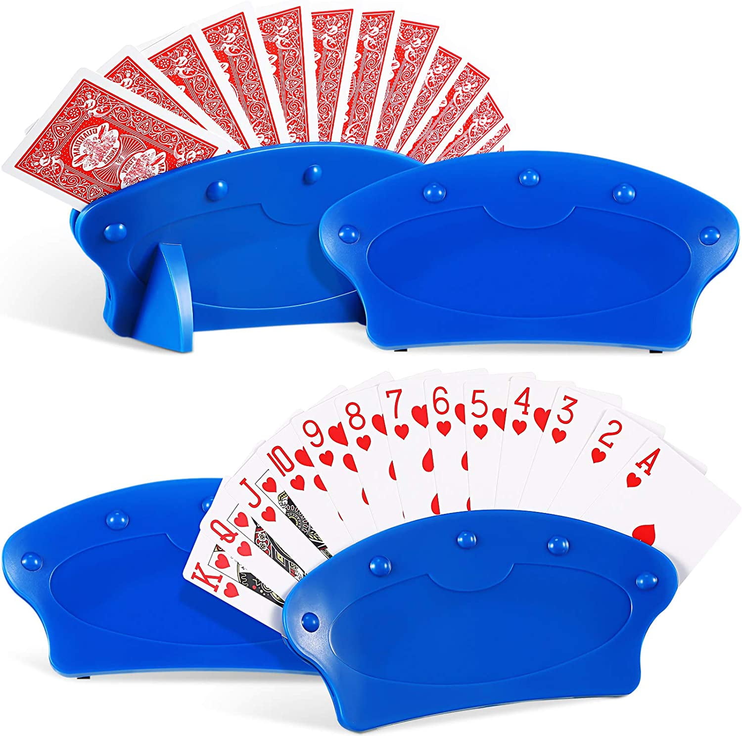 ty 4 Pieces Playing Cards Holders Plastic Poker Cards Holders Curved
