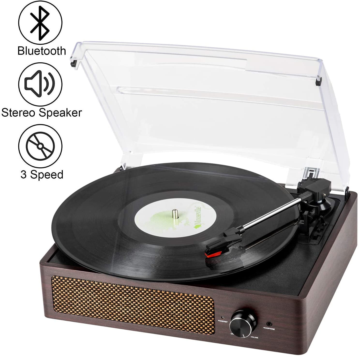 3 speed record player with speakers