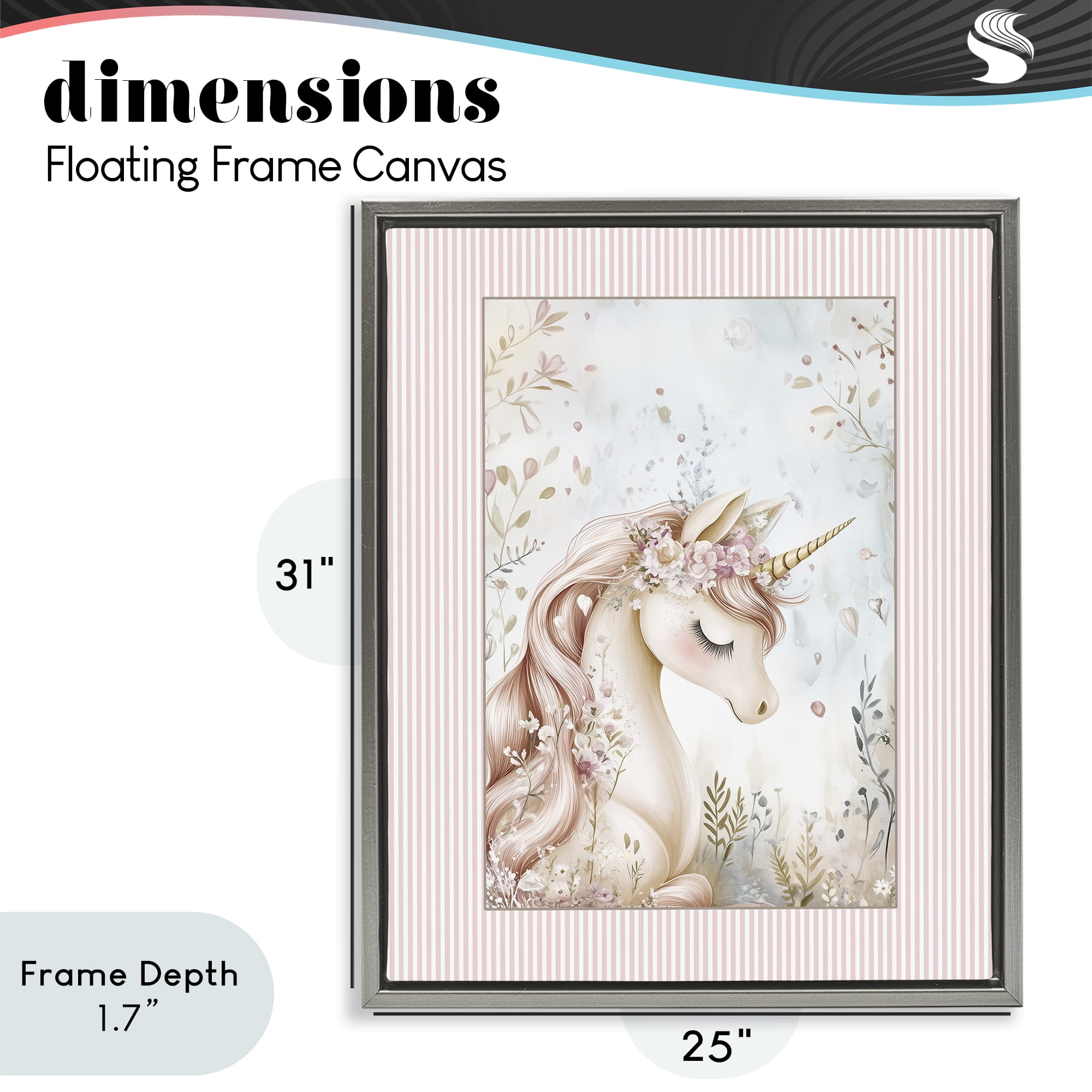 Stupell Industries Enchanted Dreams Unicorn Gray Framed Floater Canvas Wall Art, design by Christine Simpson Art