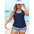 thumbnail image 6 of SHEWIN Tankini Bathing Suits for Women 3 Piece Swim Suits Summer Tankinis with Shorts Swimsuits Plus Size Swimsuit Navy 2XL, 6 of 10