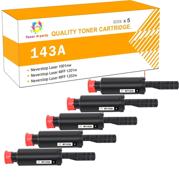 Toner H-Party Toner Cartridge Compatible for W1143A for Use with HP Neverstop Laser 1001nw 1201w 1202w Printer Ink (Black,5-Pack)