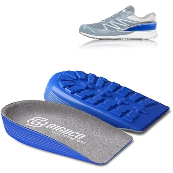 USBSO 1/2 inch Heel Lifts Inserts Cushioned Arch Support Insoles with Hidden Lift Technology, Plantar Fasciitis Relief Inserts, Anti-Slip Heel Pads for All Day Standing Support (1 Pair) (Large)