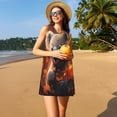 thumbnail image 3 of Naloa Cute Maple Leaf Koala Print Women's Summer Spring Casual Beach Sundress,Vacation Sleeveless Tank Crewneck Loose Dresses, 3 of 7