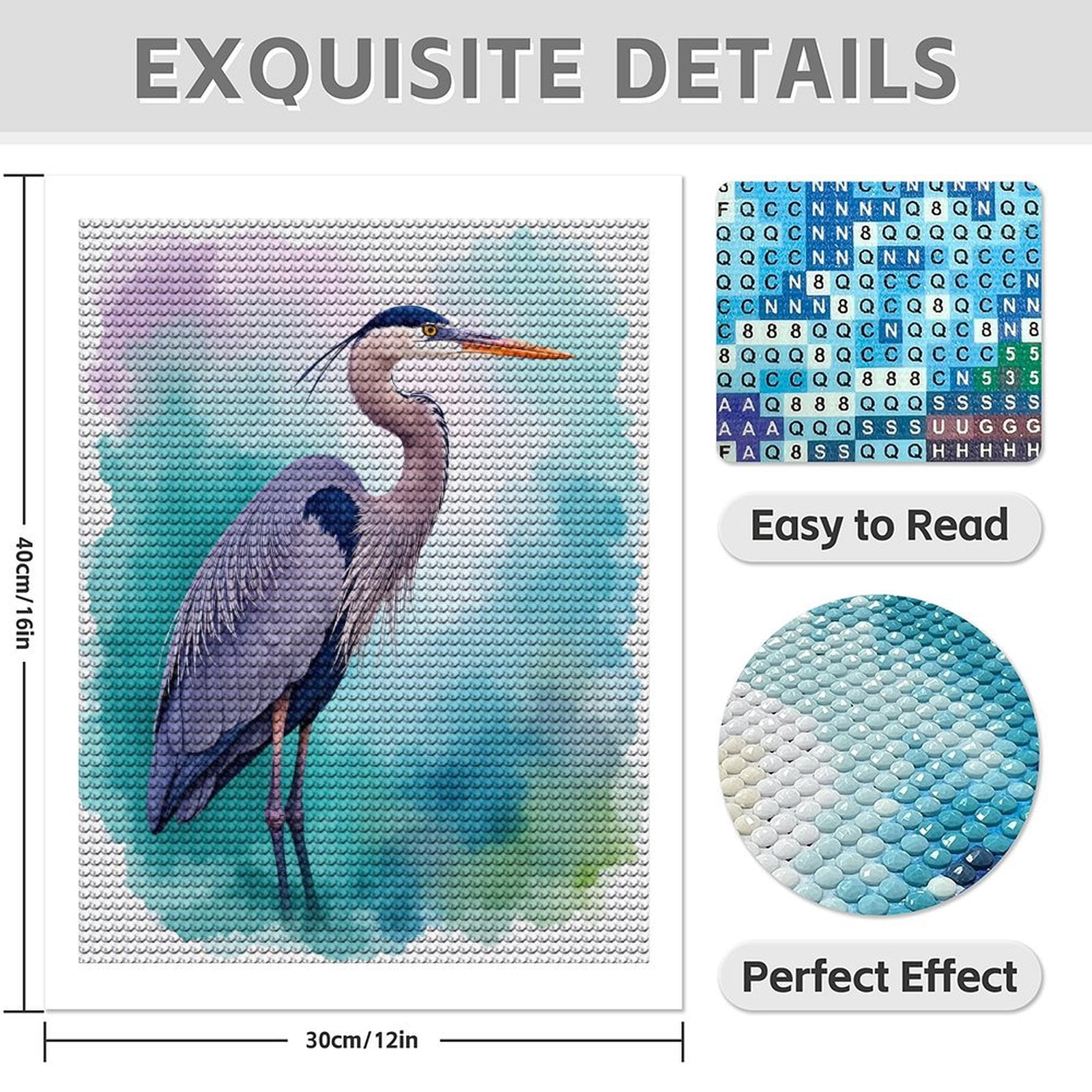 Diamond Art Kits for Adults - 5d Blue Heron Watercolor Art Diamond Painting for Adults, Diamond Art for Adults Beginners, Diamond Painting Kits for Adults for Home Wall Decor