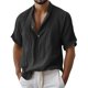 thumbnail image 1 of Camisas de Verano Casuales de los Hombres Lino Cuello de Manga Corta para la Playa Holiday Street Wear, 1 of 5