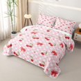 thumbnail image 3 of Erosebridal Watercolor Cherry Bow-tie Twin Quilt Set for Girls Women, Pink Checkered Gird Twin Coverlet Set, 2 Pieces, 3 of 7