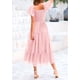 thumbnail image 2 of Vestido MIDI con fruncidos y tul color rosa claro para mujer PRETTYGARDEN talla XL, 2 of 7