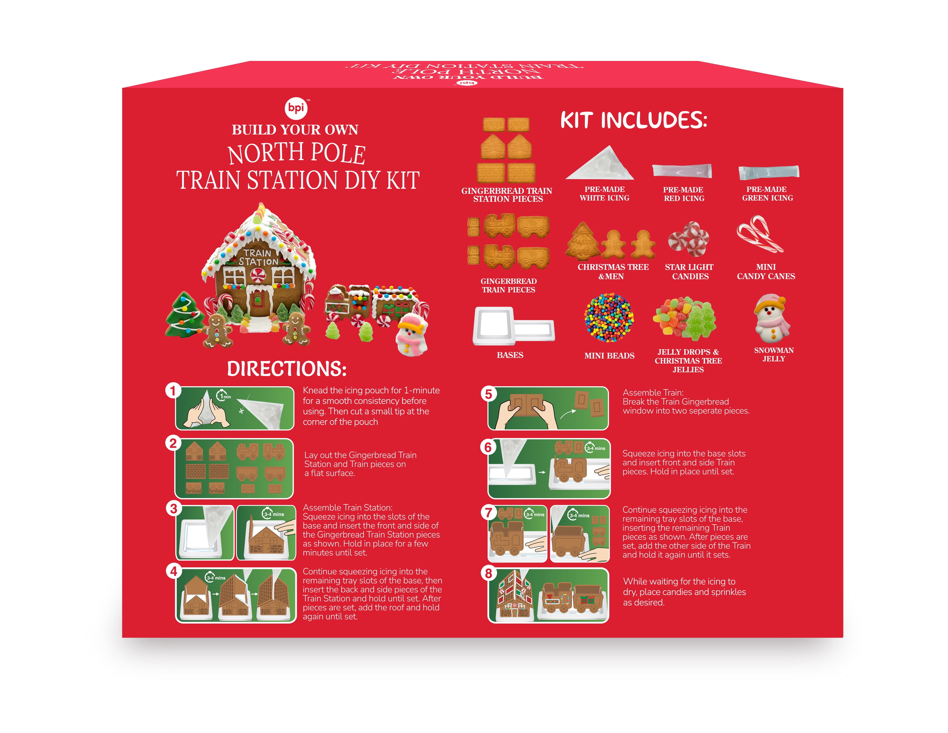 Pre-Built Gingerbread Christmas Train Station DIY Kit, Ready to Decorate, 44.79 oz