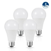 LOHAS 4 Pack 3-Way LED E26 A19 Light Bulb, 50W/100W/150W Equal, 5000K Daylight White,600lm/1250lm/1850lm,for Table Lamp, Floor Lamp, Desk Lamp