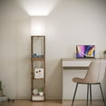 thumbnail image 6 of Floor Lamp with Shelves, Modern Dimmable Standing Lamp with Drawer & 2  Ports & 2 Power Outlet, Corner Tall Shelf Lamp for  Room and  (Rustic Browm), 6 of 14