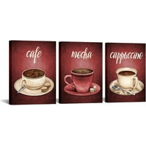 Cafe Coffee Wall Art Red Posters Set of 3 Kitchen Decor Bar Sign Pictures Vintage Artwork Dining Room