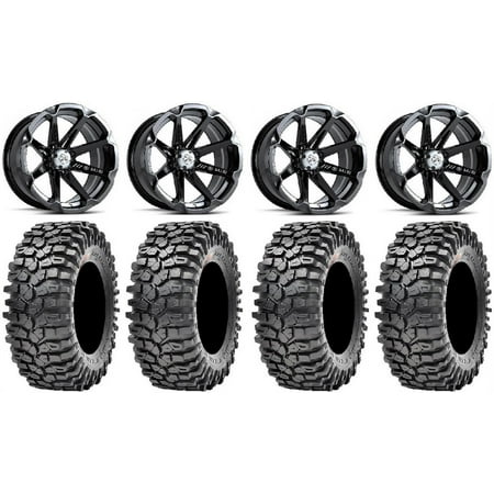 MSA Black Diesel 14 UTV Wheels 35 Roxxzilla Tires Kawasaki Mule Pro FXT