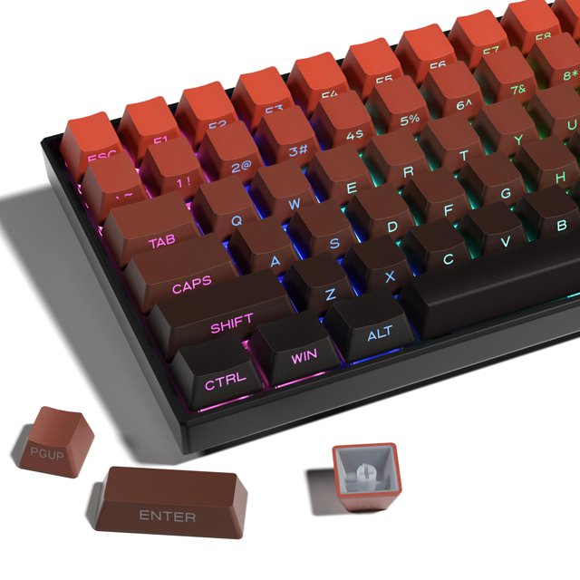 Juego de teclas XVX con estampado lateral, rojo degradado, 136 teclas PBT OEM