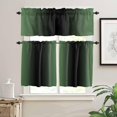 thumbnail image 2 of Dark Sage Green Black Ombre Kitchen Curtains and Valances Set, Rod Pocket Curtains Tier Farmhouse Window Curtains 24 Inch Length, Gradient Abstract Aesthetics 3 Piece Kitchen Curtains Set, 2 of 6