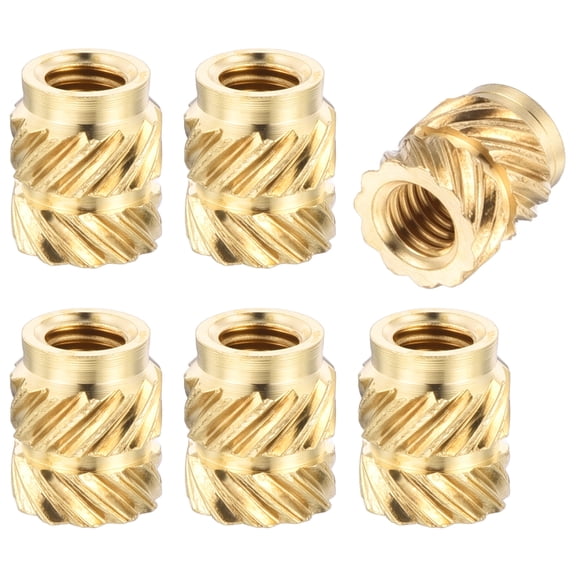 Uxcell M3 x 6 x 5mm(MxHxD) Threaded Inserts Heat Set Inserts 100Pcs, Metric Brass Knurled Thread Nuts, Embedment Nut for 3D Printing Components, Plastic Shell