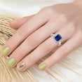 thumbnail image 4 of V3 Jewelry® 925 Sterling Silver with Blue Sapphire and White Topaz Halo Ring for Women, 4 of 4