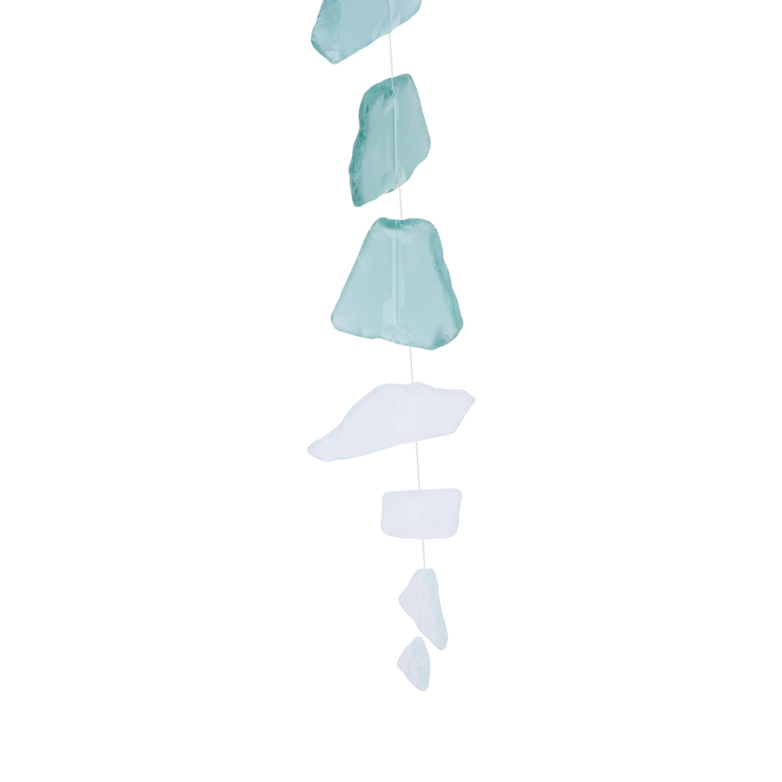 NFTIGB 4pcs Sea Glass and Driftwood Chime Sandblasted Glass Hand Crafted Wind Chime Garden Yard Indoor Outdoor Decorations Bohemian Wreath (6.69 inches / 17 cm) Multicolor