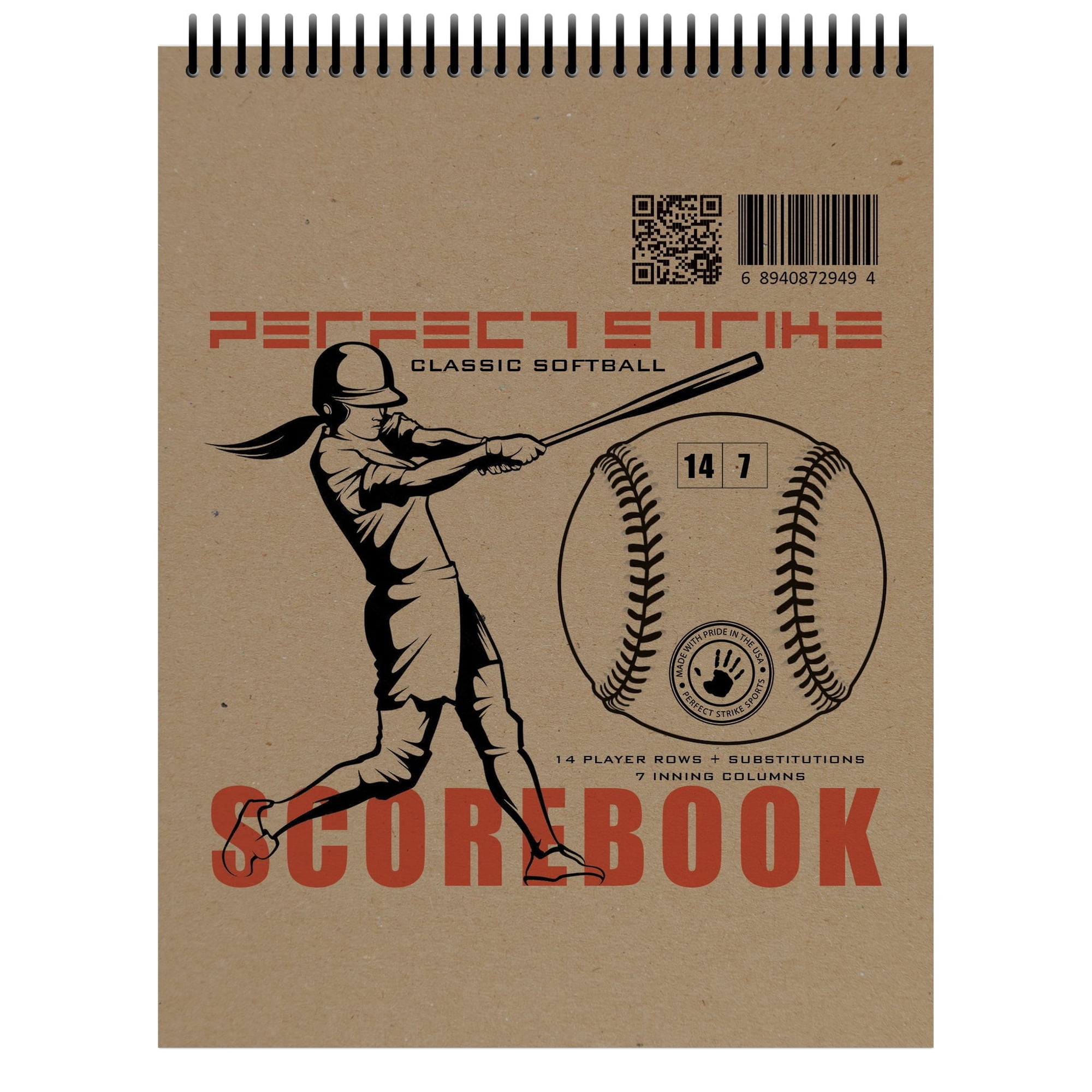 Perfect Strike SOFTBALL Scorebook with Rules and Scoring Instructions. Heavy Duty. Youth or Adult Softball. TS-14:7 (1 Book)