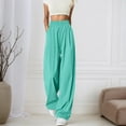 thumbnail image 2 of Jamsmile Womens Pants Casual High Waisted Loose Wide Leg Trousers Comfortable Elastic Waist Vacation Summer Loose Flowy Pants, 2 of 6