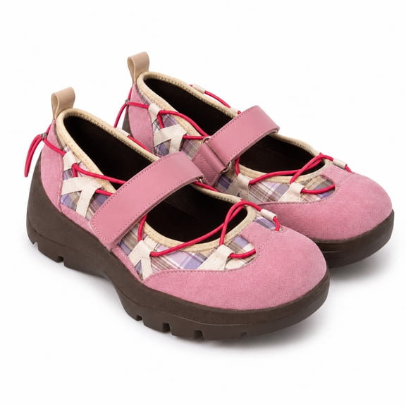 Women's Platform Ballet Sneakers, Hidden Wedge Mary Jane Shoes with Hook-and-Loop Strap
