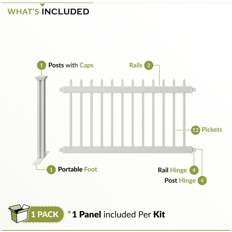 Zippity Outdoor Products Movable PVC Kensington Hinged Portable Zippity Outdoor Products Movable PVC Kensington Hinged Portable