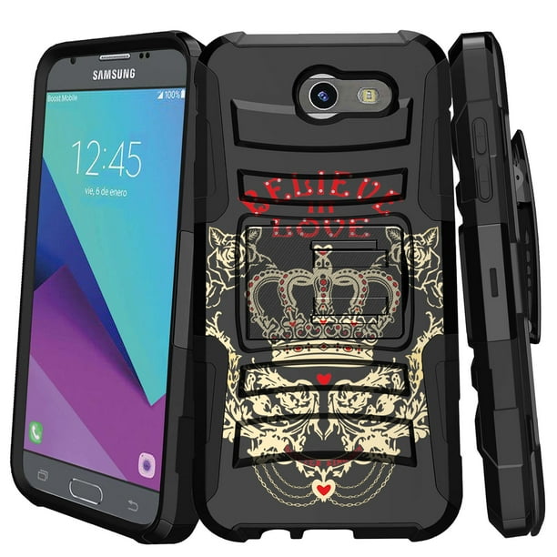 Samsung Galaxy J3 Emerge J3 17 Holster Case Case Clip Armor Heavy Duty Case With Belt Clip Kickstand Unique Designs Series Walmart Com Walmart Com