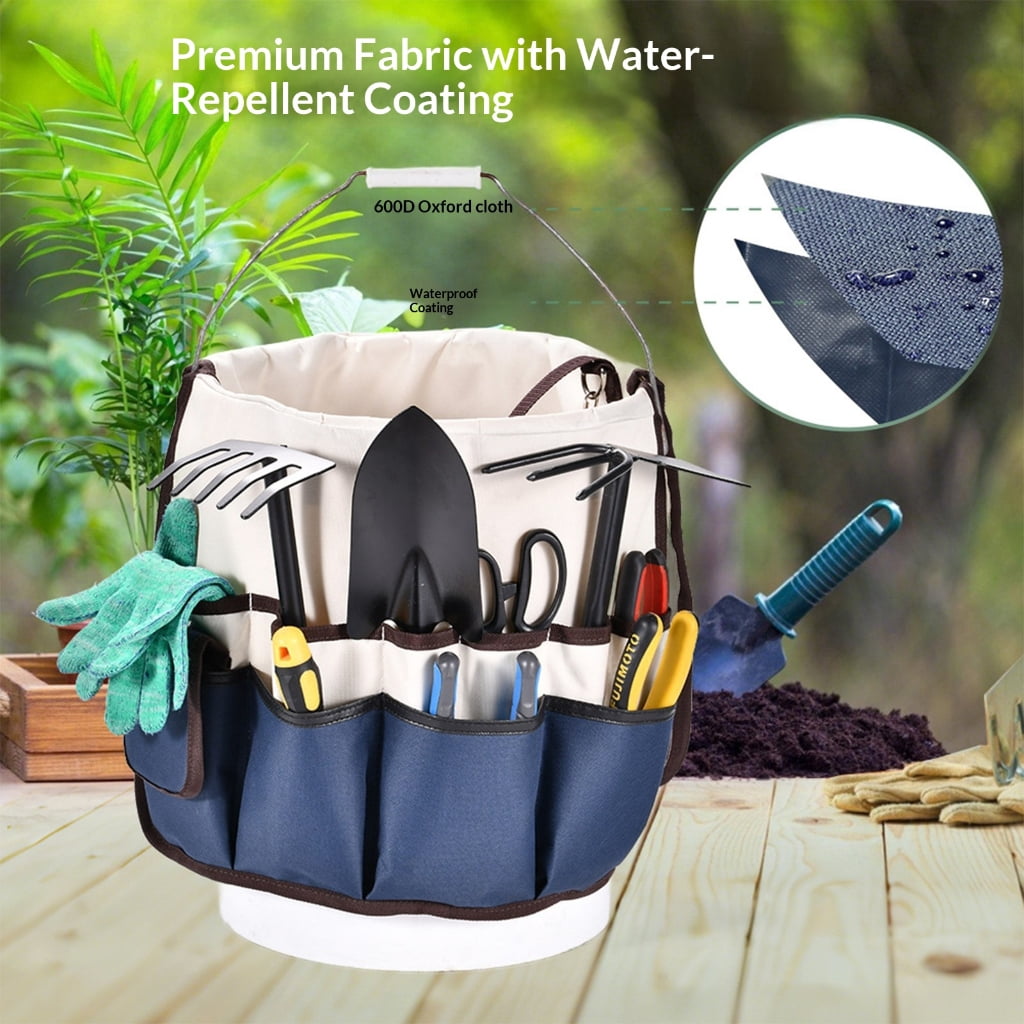CEORPER Foldable Tool Storage Bucket for Garden Tool Saves Space Gardening Organizer Bag Oxfords Cloth Fabric