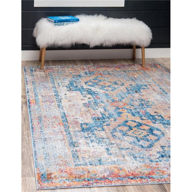 Unique Loom 3143122 Tapis Rectangulaire 8 x 10 Pi. Las Ventas Basilica, Bleu