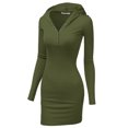 thumbnail image 2 of Doublju Women's Long Sleeve Slim Fit Henley Neck Hoodie Mini Dress, 2 of 4