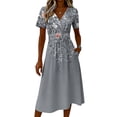 thumbnail image 4 of Easter Dresses for Women Short Sleeve Wrap V-Neck Modest Dresses Beach Vacation Sundress Modest Dresses, 4 of 5