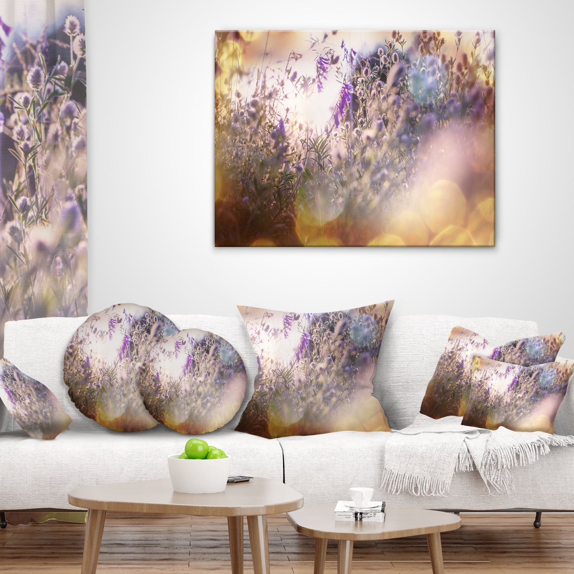 Designart 12" x 20" Purple Polyester Throw Pillow