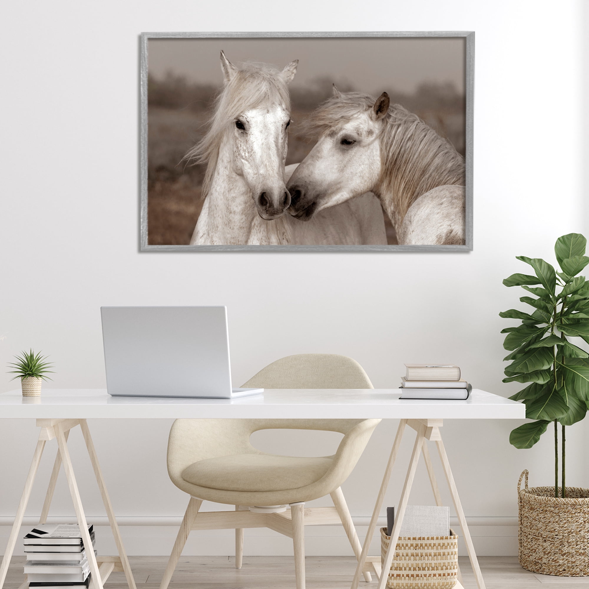 Stupell Industries Gentle Companionship Horses Gray Framed Giclee Art, design by Danita Delimont